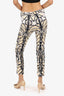 Roberto Cavalli White Cotton Leopard Print Capri Pants Size 42