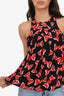 Moschino Boutique Black/Red Silk Bow Print Top Size 6