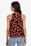 Moschino Boutique Black/Red Silk Bow Print Top Size 6