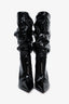 Amina Muaddi Black Patent Heeled Ruched Boots Size 35