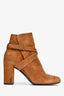 Saint Laurent Brown Suede Criss Cross Heeled Ankle Boots Size 37.5
