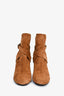 Saint Laurent Brown Suede Criss Cross Heeled Ankle Boots Size 37.5