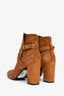 Saint Laurent Brown Suede Criss Cross Heeled Ankle Boots Size 37.5