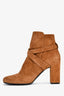Saint Laurent Brown Suede Criss Cross Heeled Ankle Boots Size 37.5