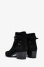 Saint Laurent Black Suede Buckle Ankle Booties Size 37.5