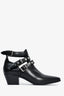 Saint Laurent Black Leather Studded Strappy Ankle Booties Size 37.5