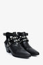 Saint Laurent Black Leather Studded Strappy Ankle Booties Size 37.5