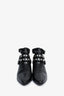 Saint Laurent Black Leather Studded Strappy Ankle Booties Size 37.5