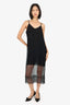 Maje Black Mesh Polka Dot Sleeveless Midi Dress Size 2