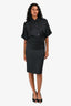 Gucci Black Silk Collared Button Down Belted Midi Dress Size 40