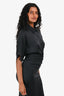 Gucci Black Silk Collared Button Down Belted Midi Dress Size 40
