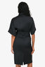 Gucci Black Silk Collared Button Down Belted Midi Dress Size 40
