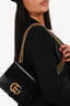 Gucci Black Smooth Leather GG Marmont Square Flap Crossbody