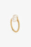 David Yurman 18K Yellow Gold Pearl Diamond Set Toi Et Moi Ring Size 6.5
