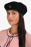MISBHV Black Wool Logo Beret Hat Size M