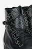 Alaïa Black Brushed Leather Studded Detail Ankle Lace-Up Boots Size 41