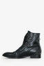 Alaïa Black Brushed Leather Studded Detail Ankle Lace-Up Boots Size 41