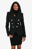 Balmain Black Wool Shoulder Padded Blazer Size 36