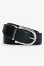 Ermenegildo Zegna Black Leather Silver Buckle Belt Size 110 Mens