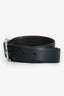 Ermenegildo Zegna Black Leather Silver Buckle Belt Size 110 Mens
