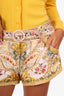 Zimmermann Cream/Yellow Floral Postcard Belted Shorts Size 1