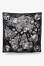 Hermès Black/White Silk Plani Fleur Scarf 90CM