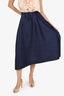 Issey Miyake Navy Pleated Midi Skirt Size 3