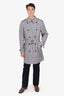 Aquascutum Brown/Blue Check Trench Coat Size L