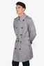 Aquascutum Brown/Blue Check Trench Coat Size L