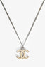 Pre-Loved Chanel™ Silver Toned Cream CC Pendant Necklace