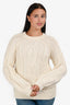 Maje Cream Wool Blend Cable Knit Sweater Size 1