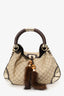 Gucci Beige/Metallic Brown GG Canvas/Leather Small Mink Indy Hobo With Strap