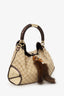 Gucci Beige/Metallic Brown GG Canvas/Leather Small Mink Indy Hobo With Strap