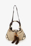 Gucci Beige/Metallic Brown GG Canvas/Leather Small Mink Indy Hobo With Strap