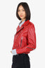 Saint Laurent Red Leather Biker Jacket Size 40