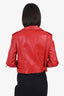 Saint Laurent Red Leather Biker Jacket Size 40