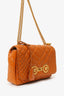 Versace Orange Quilted Patent Leather Medusa Medium Shoulder Bag
