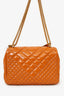 Versace Orange Quilted Patent Leather Medusa Medium Shoulder Bag