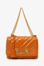 Versace Orange Quilted Patent Leather Medusa Medium Shoulder Bag