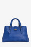 Bottega Veneta Cobalt Blue Intrecciato Roma Tote with Strap