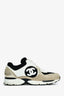Pre-Loved Chanel™ Black/Taupe Suede White CC Sneakers Size 37.5