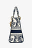 Christian Dior 2022 Navy/White Jacquard D-Lite Medium Top Handle with Strap