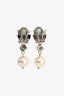 Miu Miu Silver Tone Metal Crystal/Faux Pearl Ear Pendants