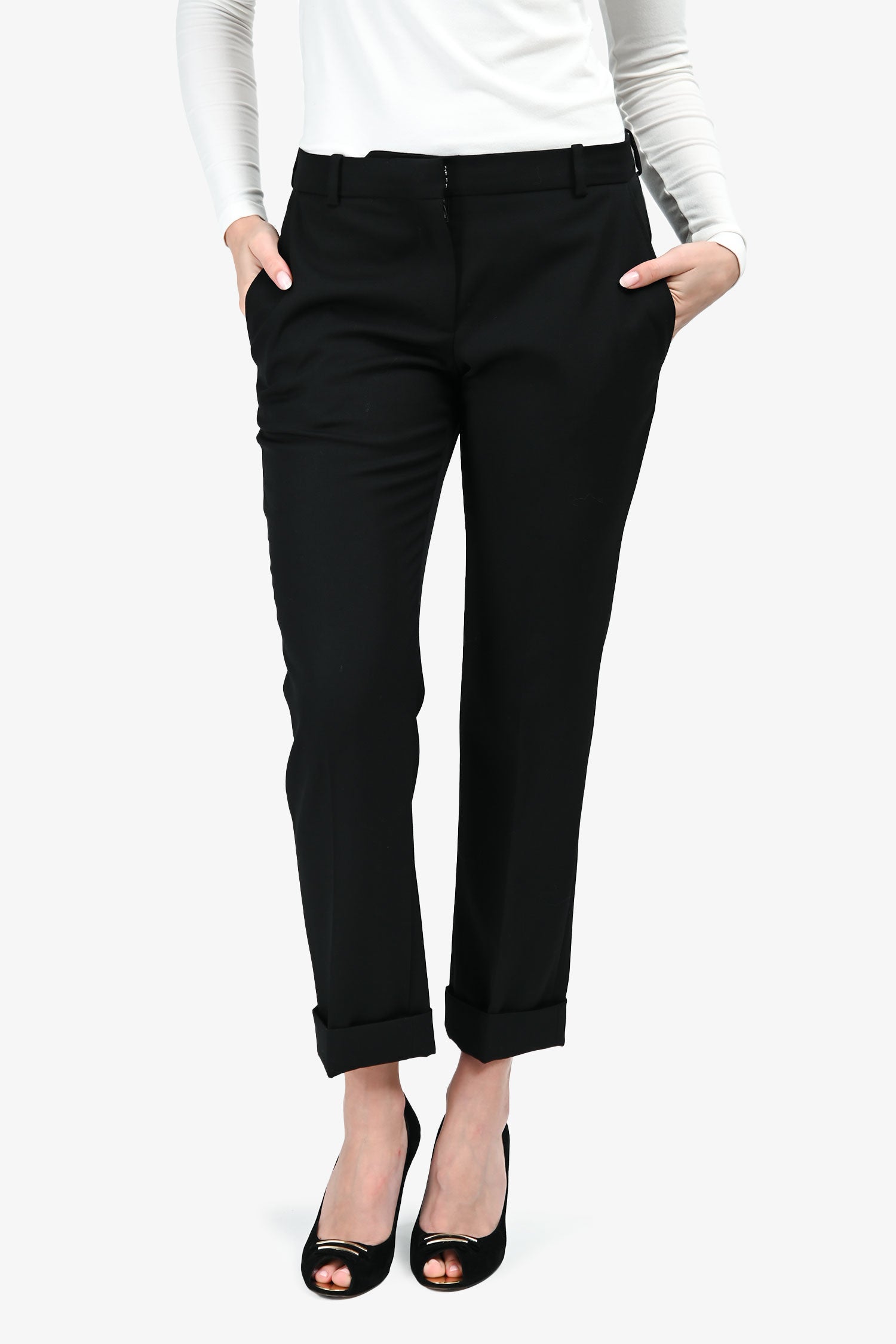 Alexander McQueen Black Wool Tailored Trousers Size 42 – Mine & Yours