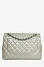 Pre-Loved Chanel™ 2012/13 Grey Patent Quilted Maxi Double Flap Shoulder Bag