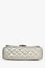 Pre-Loved Chanel™ 2012/13 Grey Patent Quilted Maxi Double Flap Shoulder Bag