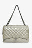 Pre-Loved Chanel™ 2012/13 Grey Patent Quilted Maxi Double Flap Shoulder Bag