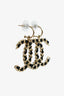 Pre-Loved Chanel™ Gold Toned Black Woven CC Drop Earrings