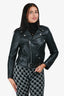 Saint Laurent Black Lambskin Cuff Studded Jacket Size 42