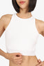 Juun.J White Knit Cropped Cut-Out Back Top Size 36